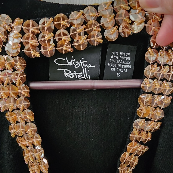 Christina Rotelli Elegant Black Top with Gold Accents - Picture 2 of 4